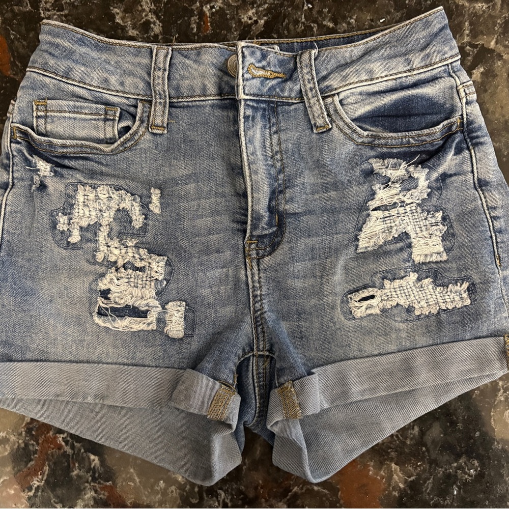 Distressed Denim Blue Women's Shorts